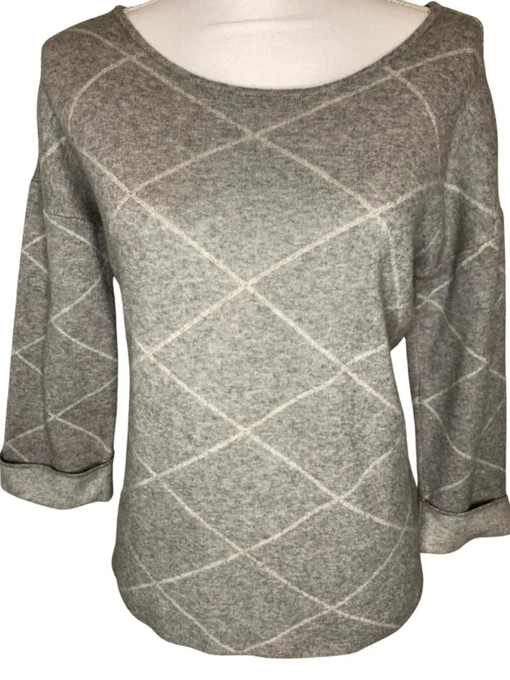Cynthia Rowley Women’s Gray Sweater 3/4‎ Sleeve Crew Neck Small